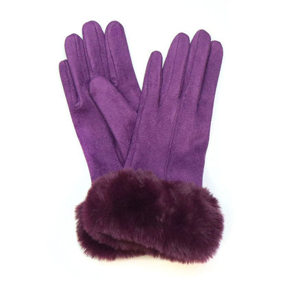 POM Faux Fur Cuff Gloves - Mulberry