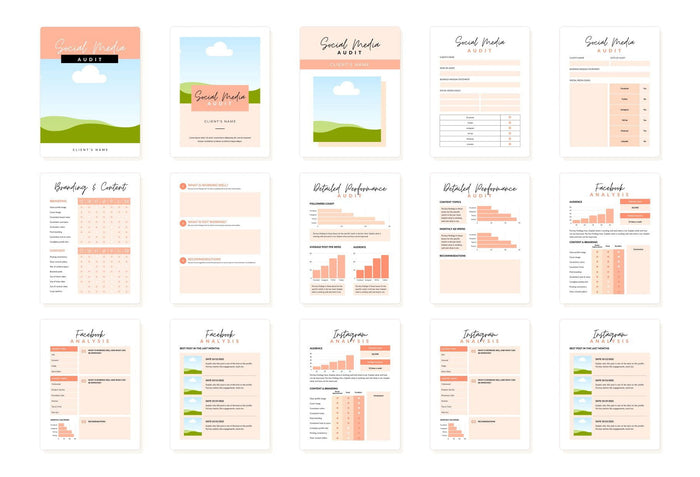 Ladystrategist Printable and Editable Social Media Audit Planner Canva Template instagram canva templates social media templates etsy free canva templates