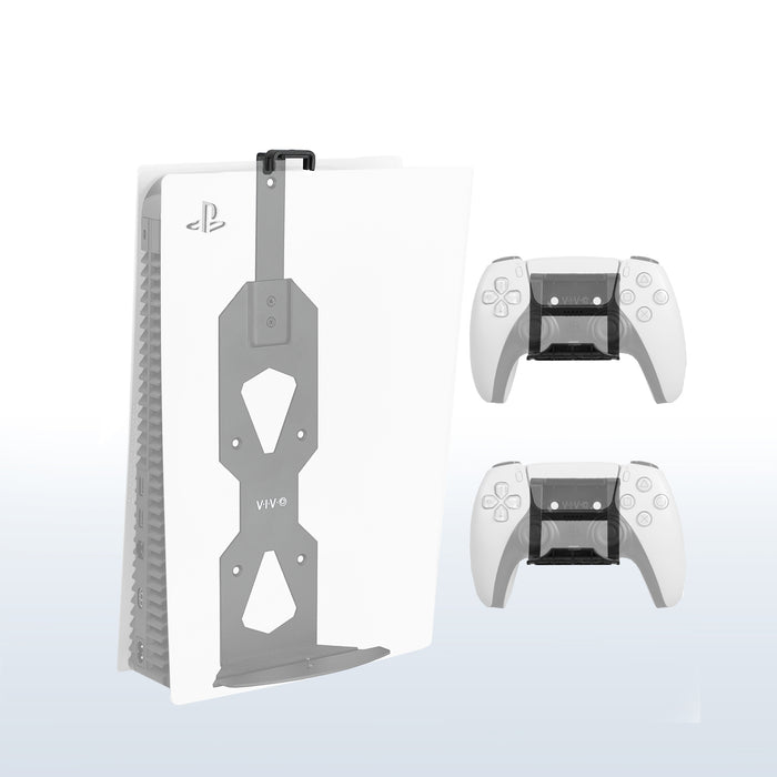 PS5 wall mount bracket with two controller mounts.