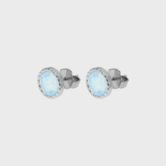 Qudo Bocconi Flat Silver Stud Earrings - Crystal Sky Ignite