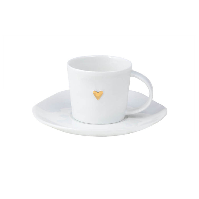 Rader Espresso Gold Heart Cup & Saucer Set