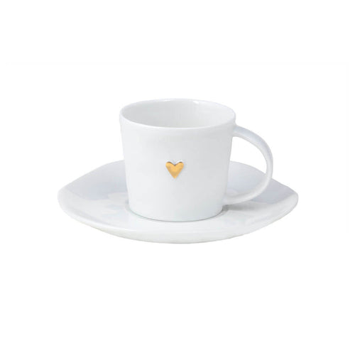 Rader Espresso Gold Heart Cup & Saucer Set
