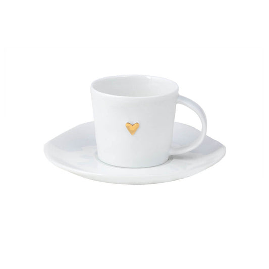 Rader Espresso Gold Heart Cup & Saucer Set