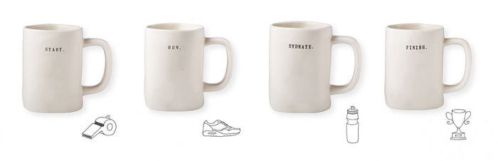 Rae Dunn Running Mugs, Set of 4