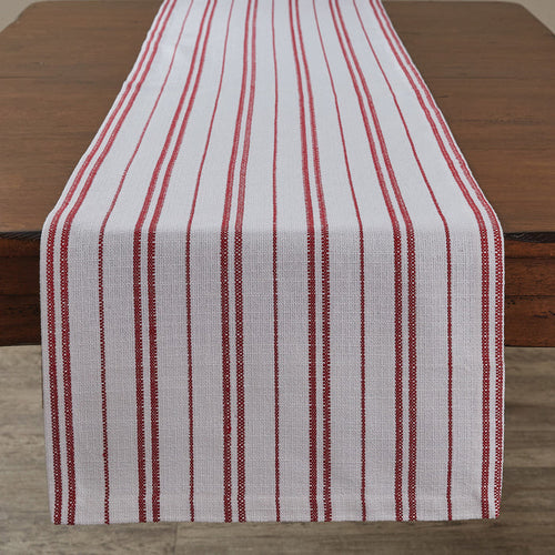 Railroad Stripe Table Runner - 72"L Red & White home decor