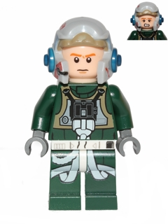 Rebel Pilot A-wing (Open Helmet, Dark Green Jumpsuit, Frown / Scared) (Arvel Crynyd)