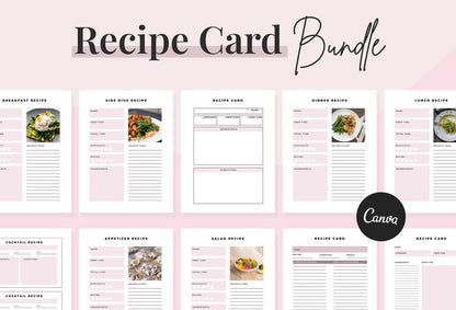 Ladystrategist Recipe Card Bundle Canva Template instagram canva templates social media templates etsy free canva templates