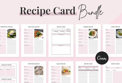 Ladystrategist Recipe Card Bundle Canva Template instagram canva templates social media templates etsy free canva templates