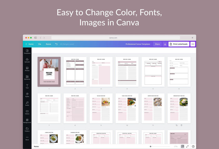 Ladystrategist Recipe Card Bundle Canva Template instagram canva templates social media templates etsy free canva templates