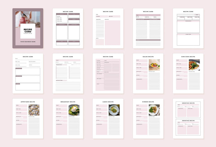 Ladystrategist Recipe Card Bundle Canva Template instagram canva templates social media templates etsy free canva templates