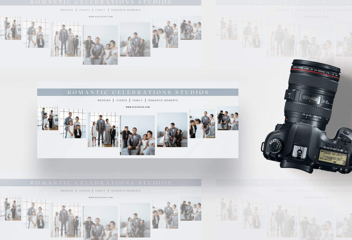 Ladystrategist Romantic Celebrations Facebook Cover for Photographers - Editable Canva Template instagram canva templates social media templates etsy free canva templates