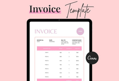 Ladystrategist Rose Pink Invoice Canva Template Printable and Editable instagram canva templates social media templates etsy free canva templates