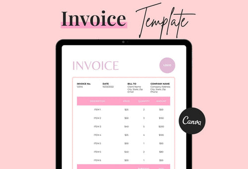 Ladystrategist Rose Pink Invoice Canva Template Printable and Editable instagram canva templates social media templates etsy free canva templates