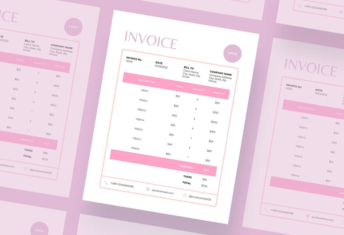 Ladystrategist Rose Pink Invoice Canva Template Printable and Editable instagram canva templates social media templates etsy free canva templates