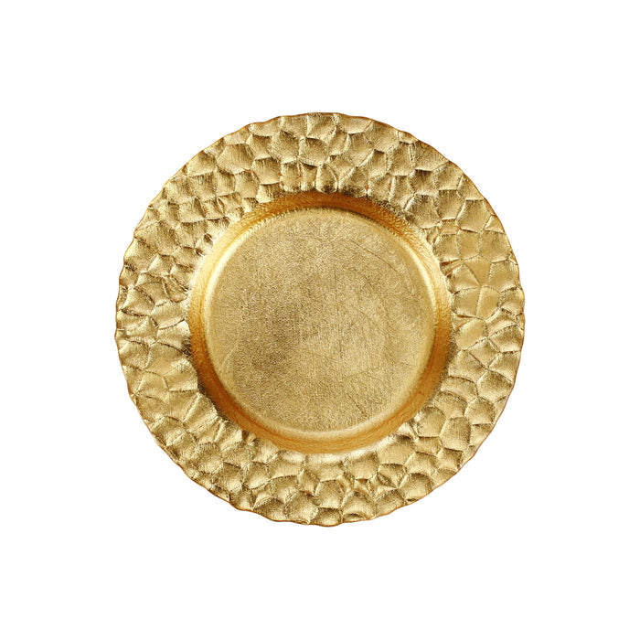Rufolo Glass Gold Honeycomb Dinnerware - Set of 4