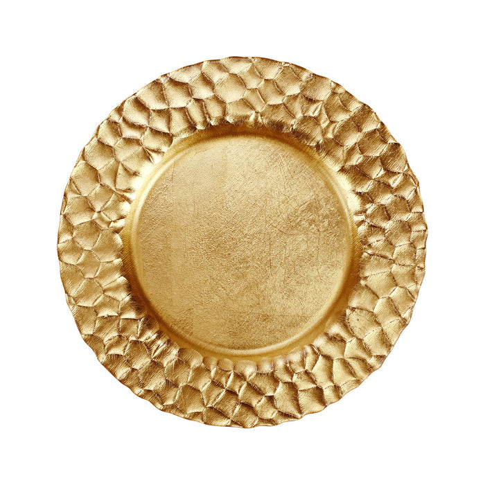 Rufolo Glass Gold Honeycomb Dinnerware - Set of 4