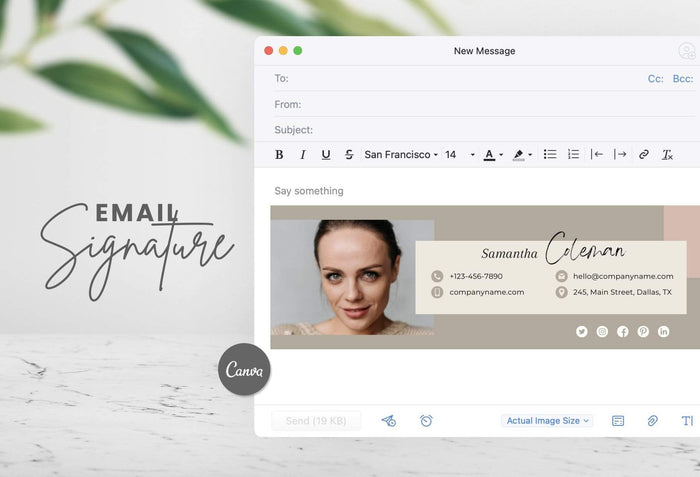 Ladystrategist Samantha Email Signature Template Editable Canva Template Rose Gold instagram canva templates social media templates etsy free canva templates
