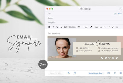 Ladystrategist Samantha Email Signature Template Editable Canva Template Rose Gold instagram canva templates social media templates etsy free canva templates