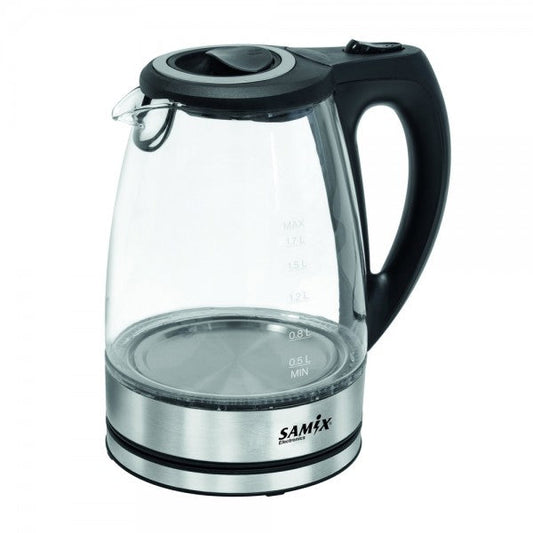 Samix Electric Kettle Glass, 1800Watts, 1.7Lit, Stainless Steel