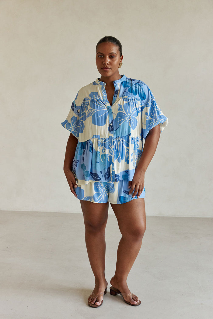 SAMPLE-Lani Shorts - Azure Bloom
