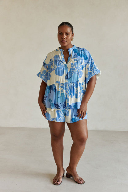 SAMPLE-Lani Shorts - Azure Bloom