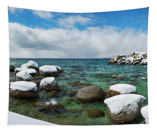 Sand Harbor Winter Panorama By Brad Scott - Tapestry