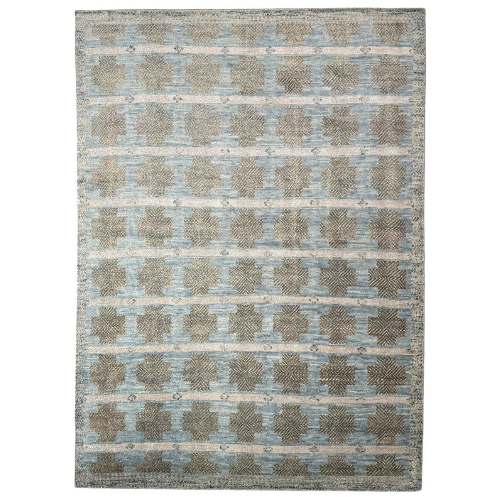 Scandi Teal Hand Knotted Rug Rectangle image