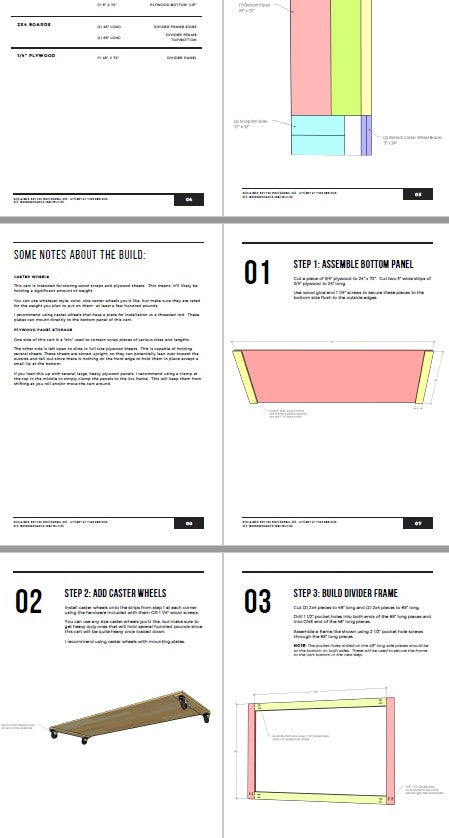 Printable PDF plan preview for DIY scrap and plywood storage cart