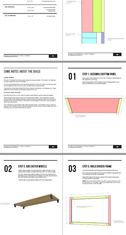 Printable PDF plan preview for DIY scrap and plywood storage cart