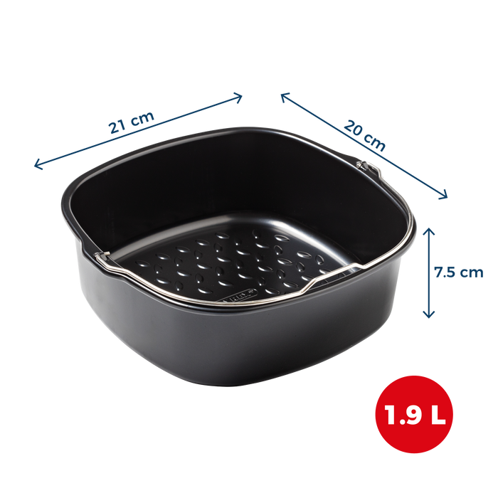 Set of 2 air fryer dishes with handles - glass and metal