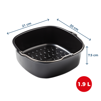 Set of 2 air fryer dishes with handles - glass and metal