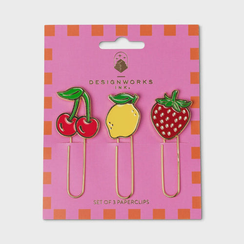 Set Of 3 Paper Clips - Fruit