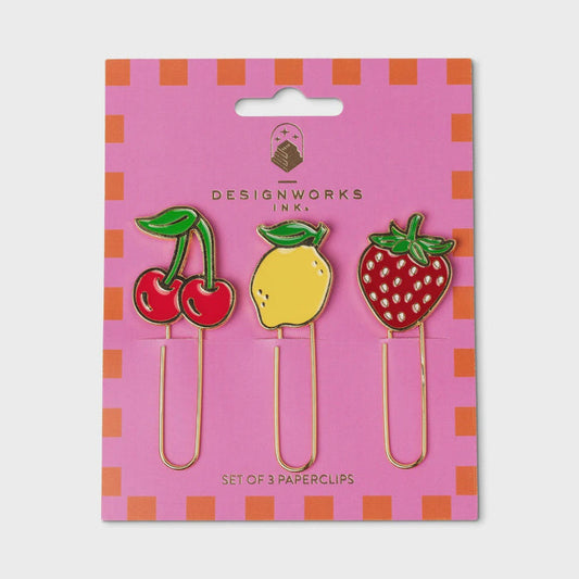 Set Of 3 Paper Clips - Fruit