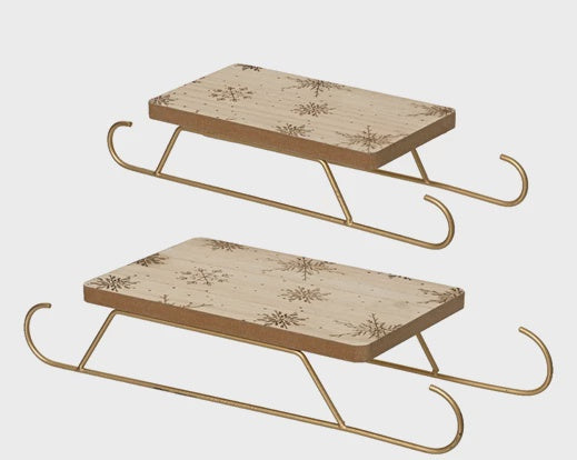 Set of Two Wooden Sleighs