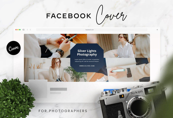 Ladystrategist Silver Lights Facebook Cover for Photographers Editable Canva Template instagram canva templates social media templates etsy free canva templates