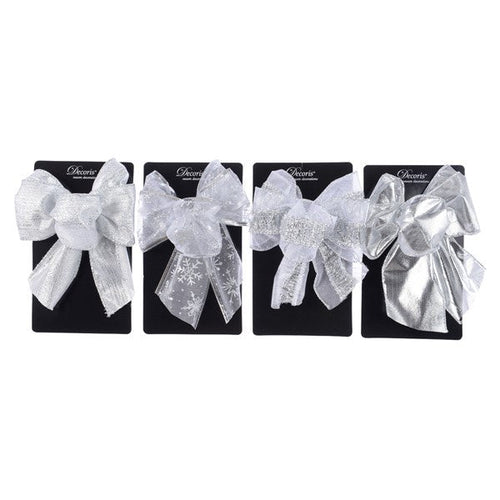 Silver White Wired Bow