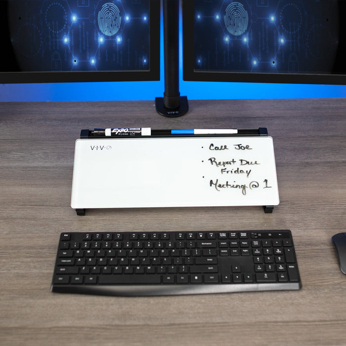Glass 16in x 7in Desktop Whiteboard with Steel Frame