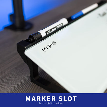Glass 16in x 7in Desktop Whiteboard with Steel Frame