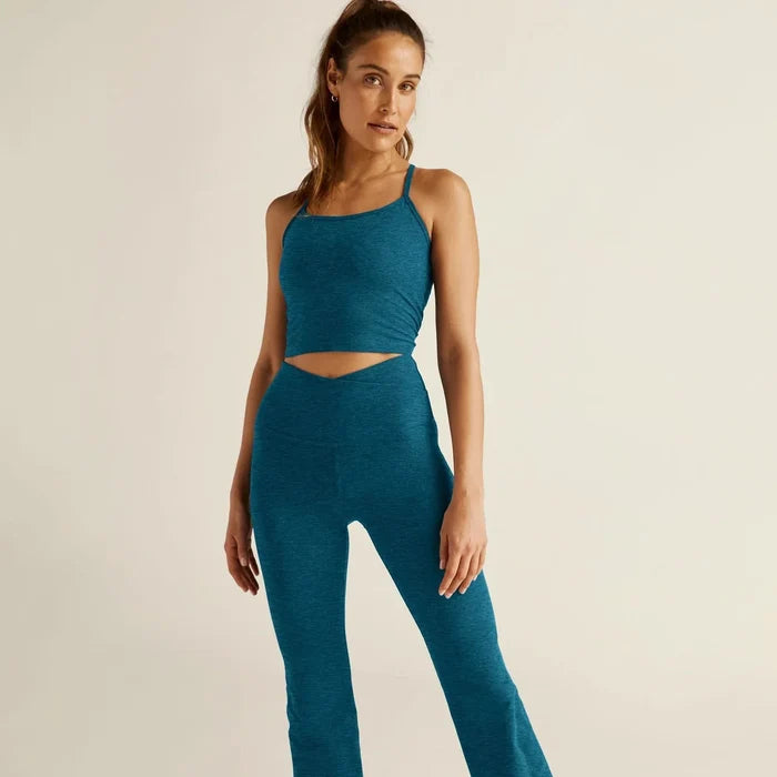 Spacedye Slim Racerback Cropped Tank - Blue Gem Heather