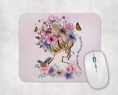 Spread Kindness Like Wildflowers Mouse Pad/ Motivational | Mouse Pad