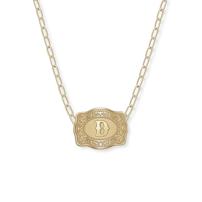 Spurwest Mini Belt Buckle Initial Necklace in Gold