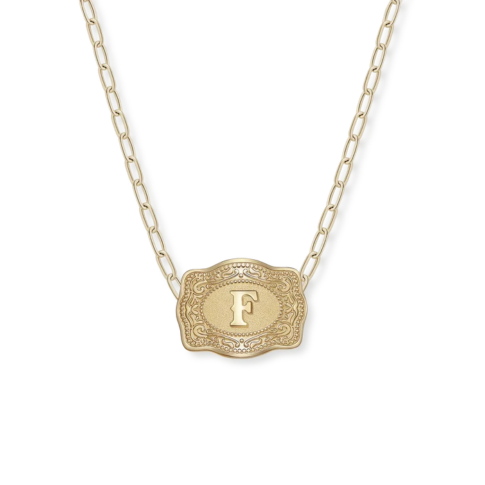 Spurwest Mini Belt Buckle Initial Necklace in Gold