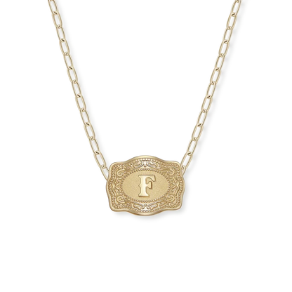 Spurwest Mini Belt Buckle Initial Necklace in Gold