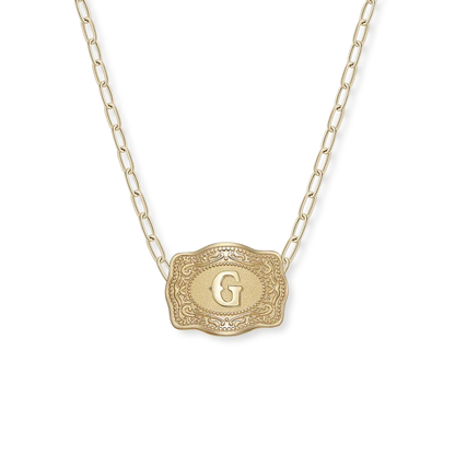 Spurwest Mini Belt Buckle Initial Necklace in Gold