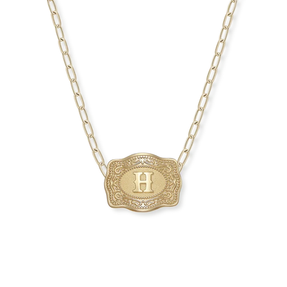 Spurwest Mini Belt Buckle Initial Necklace in Gold