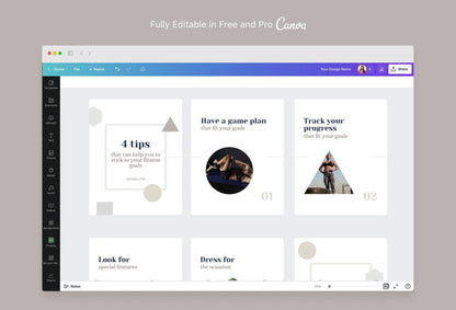 Ladystrategist Stella Fitness 6-Page Carousel Canva Template instagram canva templates social media templates etsy free canva templates