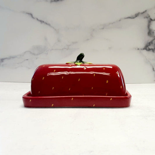 Strawberry Butter Dish w/Lid