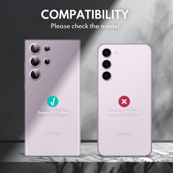 Tempered Glass Camera Lens Protector  for Galaxy S23 Ultra-Glimmer Purple