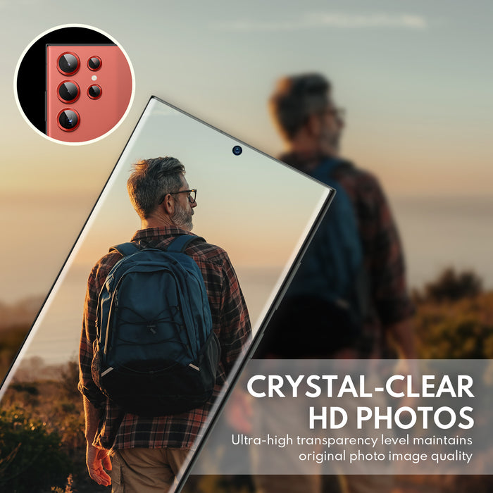 Tempered Glass Camera Lens Protector  for Galaxy S23 Ultra-Red