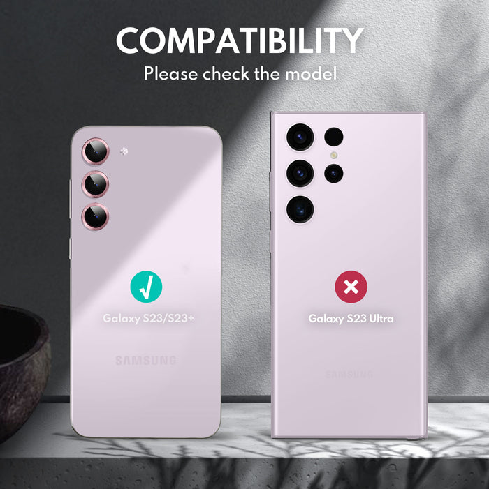Tempered Glass Camera Lens Protector for Galaxy S23/S23 Plus-Glimmer Pink
